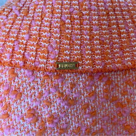 ST. JOHN Collection boucle blazer jacket Women Tweed Pink Coral Orange SZ S - Picture 6 of 12